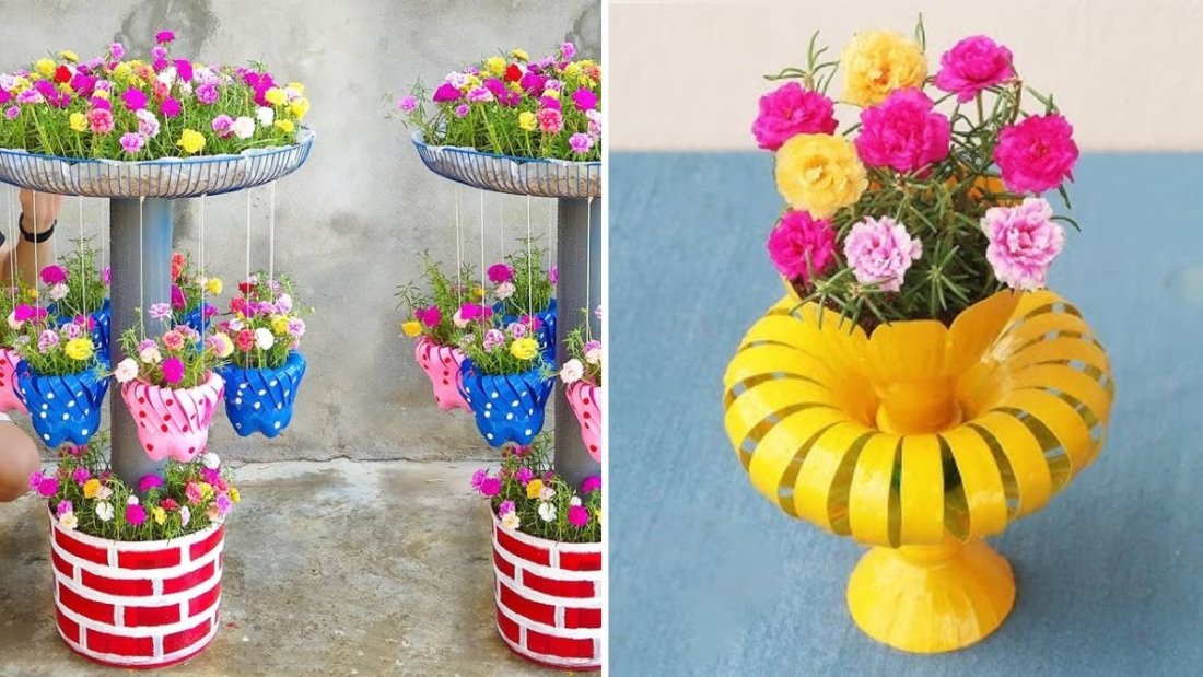 Amazing DIY Ideas: Create Hanging Lanterns with Moss Rose and Recycled Plastic Bottles